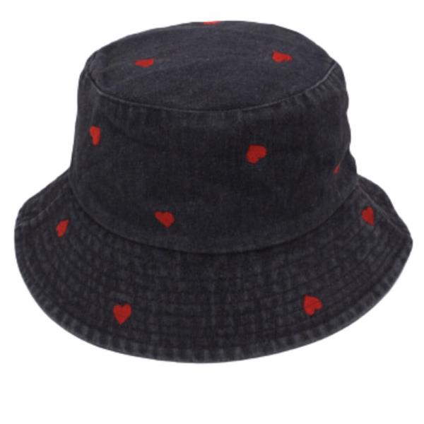 DENIM HEART BUCKET HAT