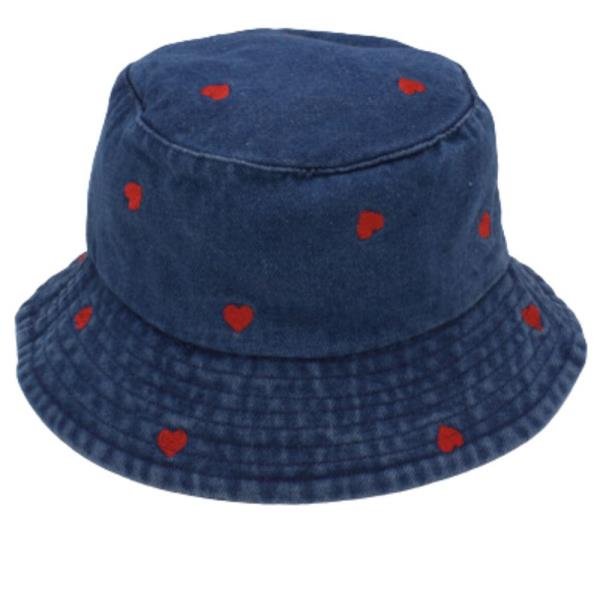 DENIM HEART BUCKET HAT