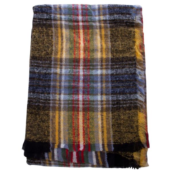 PLAID FRAYED EDGE BLANKET SCARF