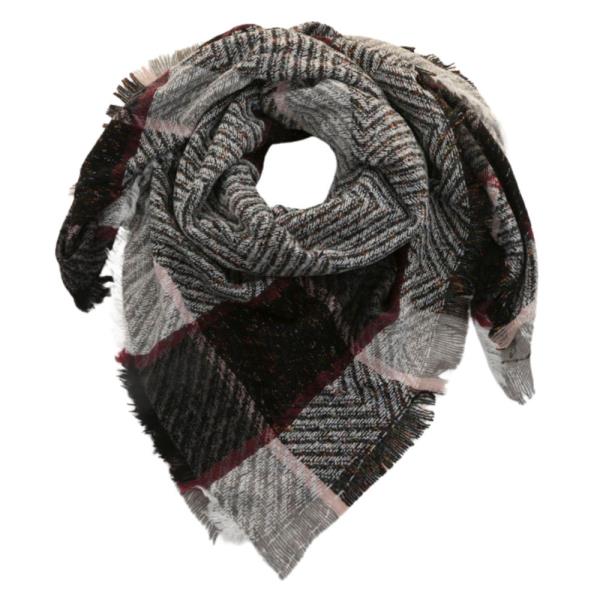 PLAID FRAYED EDGE BLANKET SCARF