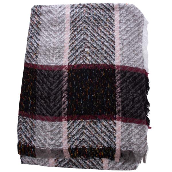 PLAID FRAYED EDGE BLANKET SCARF