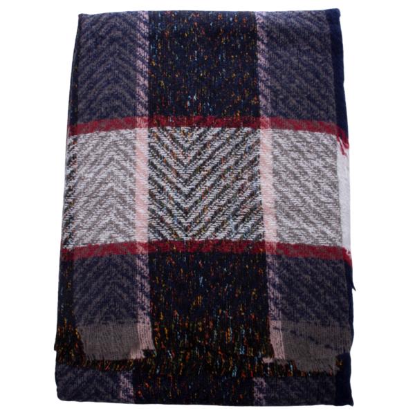 PLAID FRAYED EDGE BLANKET SCARF