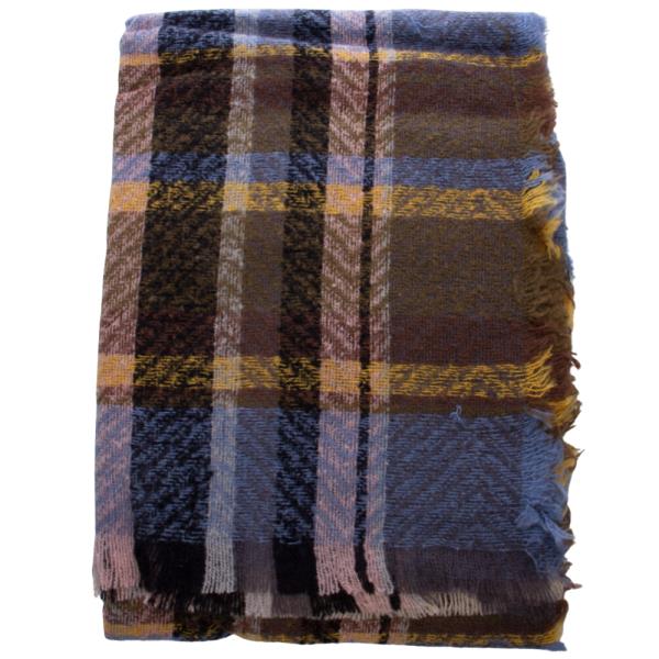 PLAID FRAYED EDGE BLANKET SCARF