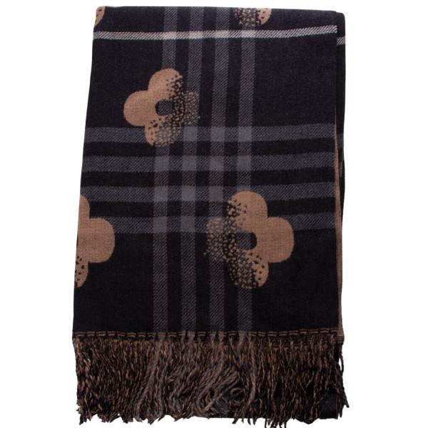 FLOWER STRIPED FRINGE OBLONG SCARF