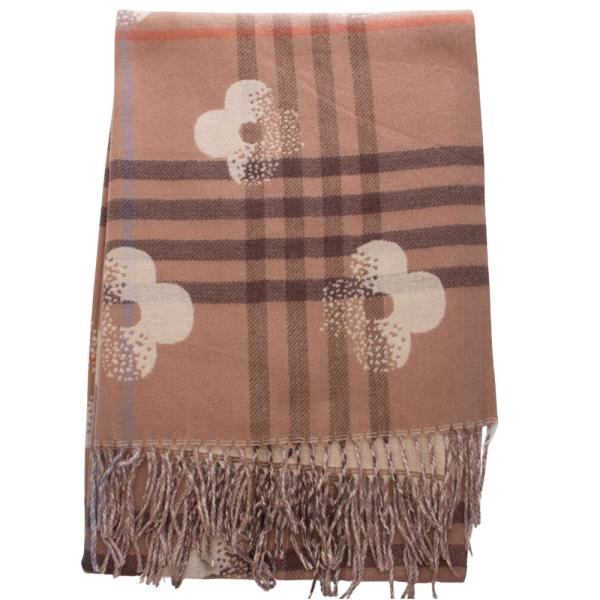 FLOWER STRIPED FRINGE OBLONG SCARF