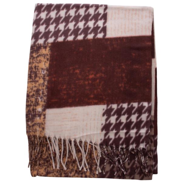 HOUNDSTOOTH FRINGE OBLONG SCARF