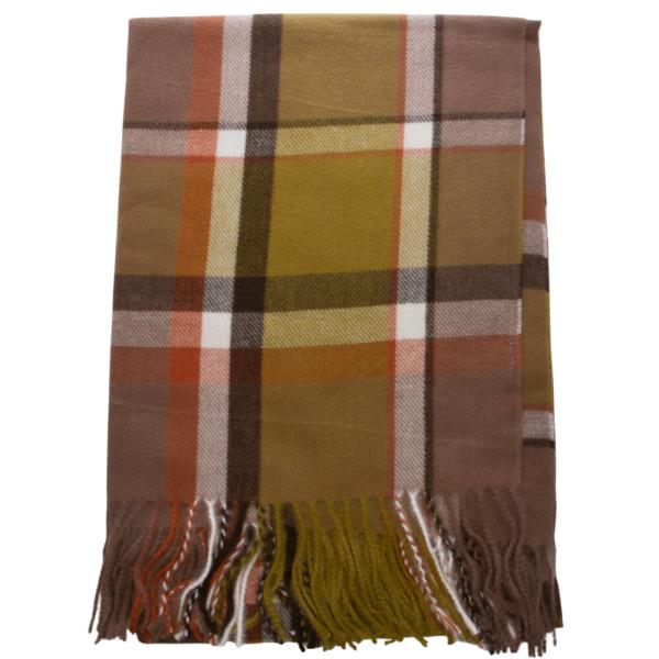 PLAID FRINGE OBLONG SCARF