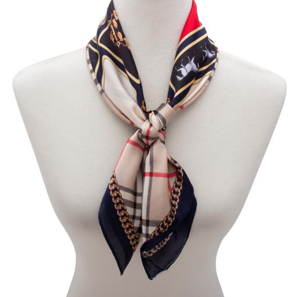 SATIN CLASSIC HORSE CHAIN PATTERN NECK SCARF