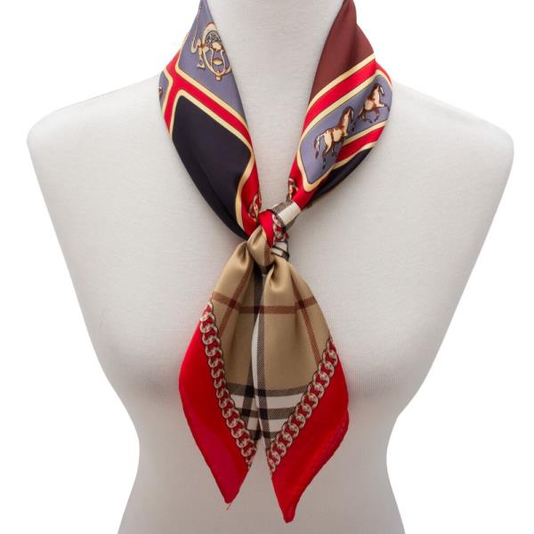 SATIN CLASSIC HORSE CHAIN PATTERN NECK SCARF