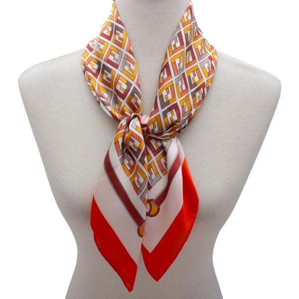 SATIN HORSE BRIDLE GEOMETRIC PRINT NECK SCARF