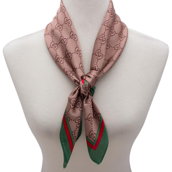 SATIN MONOGRAM DIAMOND PRINT NECK SCARF