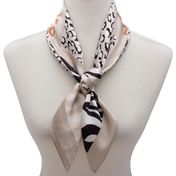 SATIN LEOPARD ANIMAL PRINT NECK SCARF