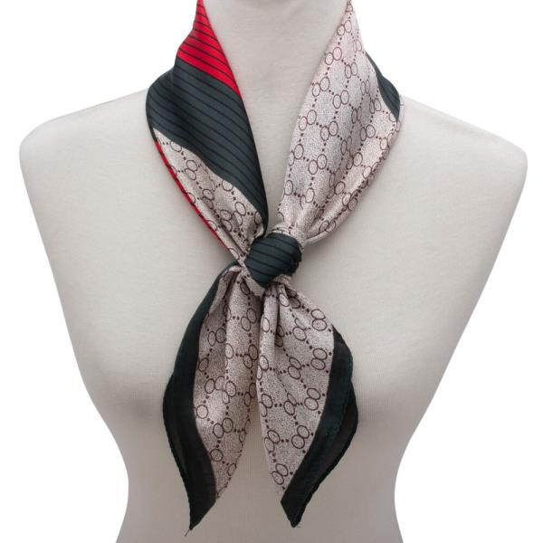 SATIN MONOGRAM DIAMOND SILK NECK SCARF