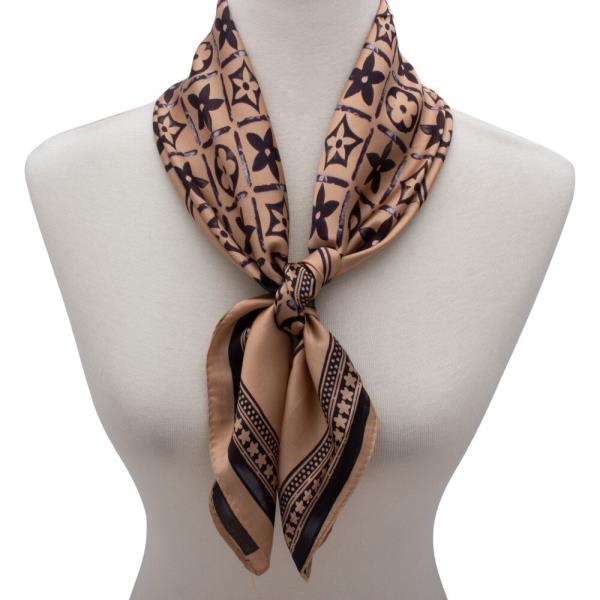 SATIN CLOVER FLOWER SILK NECK SCARF