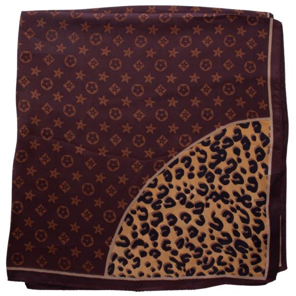 SATIN LEOPARD FLOWER SILK NECK SCARF