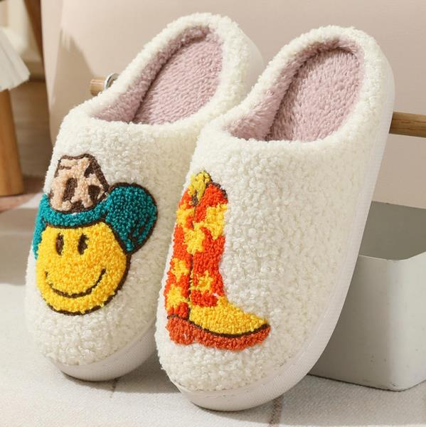 WESTERN BOOTS AND HAT COZY FLUFFY HOUSE SLIPPER