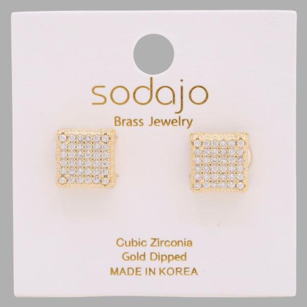 SODAJO SQUARE CZ GOLD DIPPED EARRING