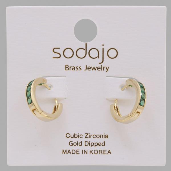 SODAJO CZ EDGE HUGGIE GOLD DIPPED EARRING