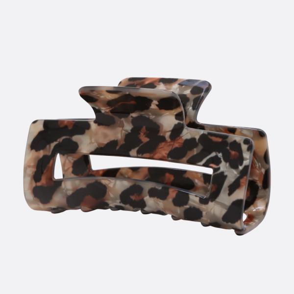 RECTANGLE ANIMAL PRINT CLAW HAIR CLIP