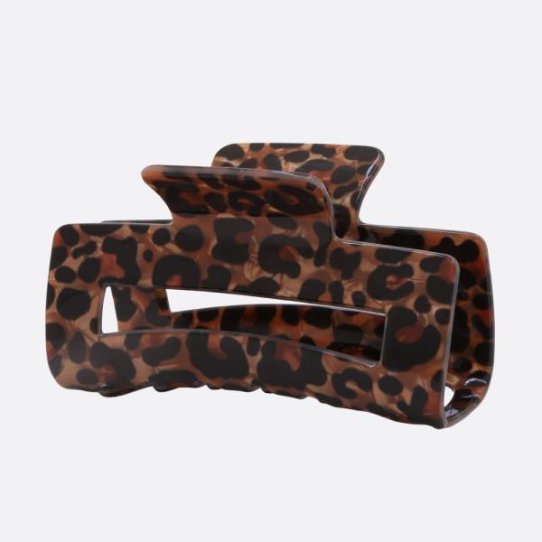 RECTANGLE ANIMAL PRINT CLAW HAIR CLIP