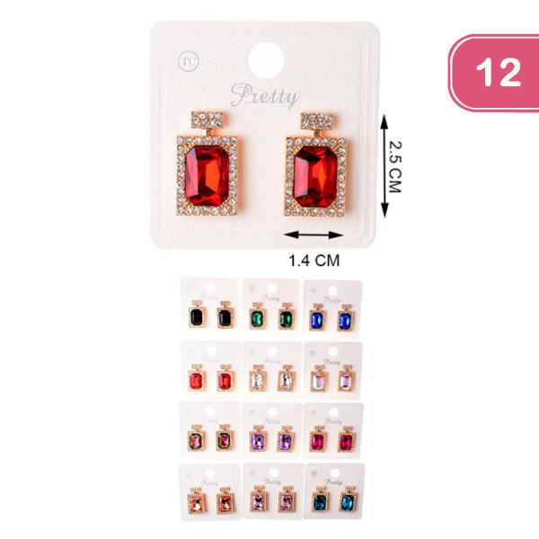 RHINESTONE EARRING SET ( 12 UNITS)