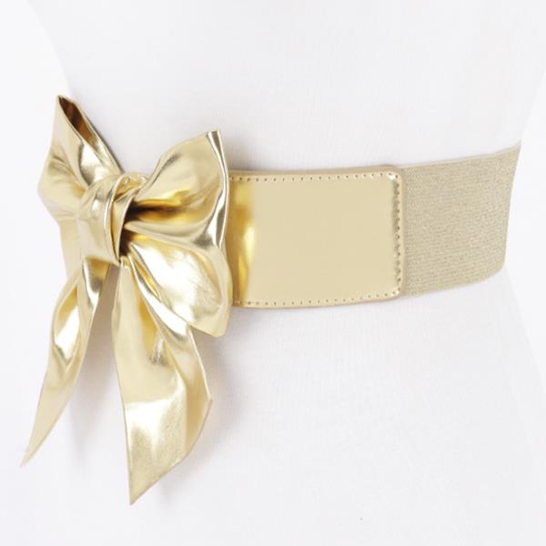 FAUX LEATHER RIBBON ELASTIC BELT