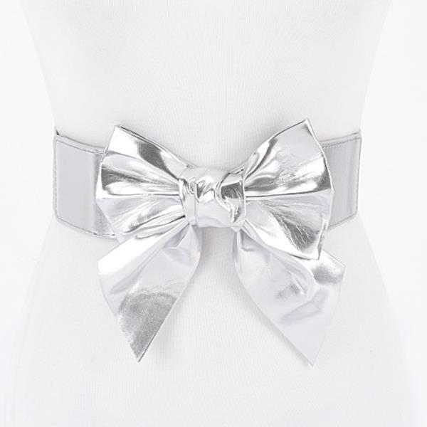 FAUX LEATHER RIBBON ELASTIC BELT