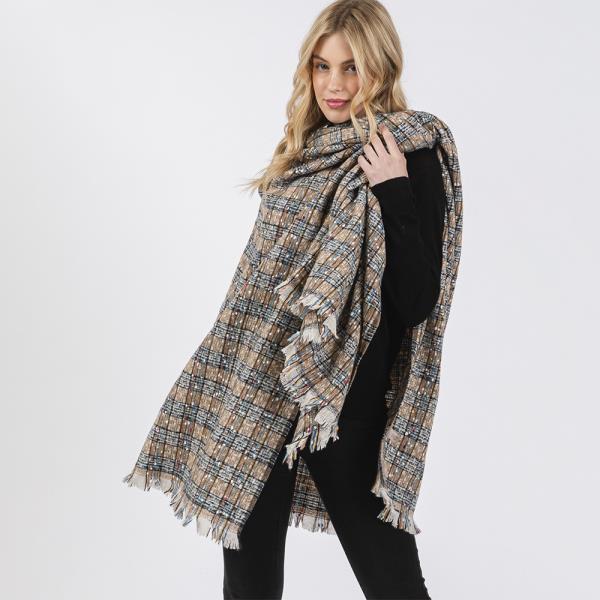 MULTI COLOR PLAID PATTERN RUANA
