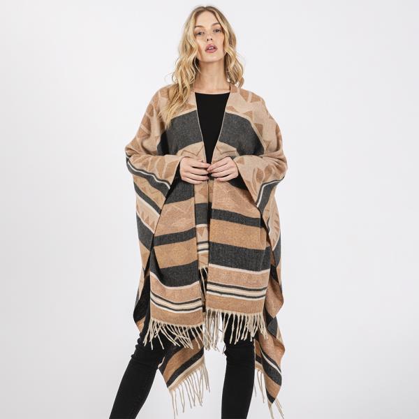 AZTEC PATTERN FRINGE RUANA