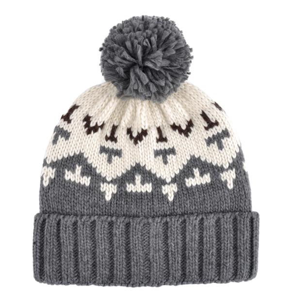 AZTEC PATTERN POM POM BEANIE