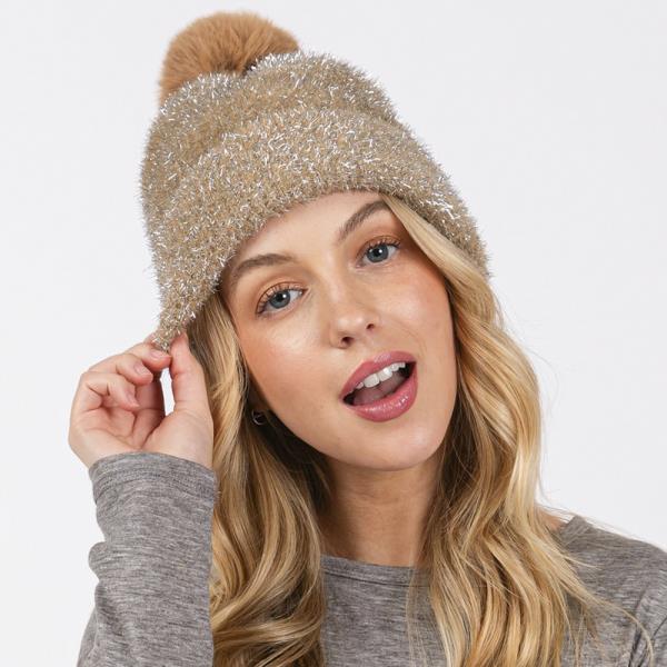 LUREX MIXED POM POM BEANIE