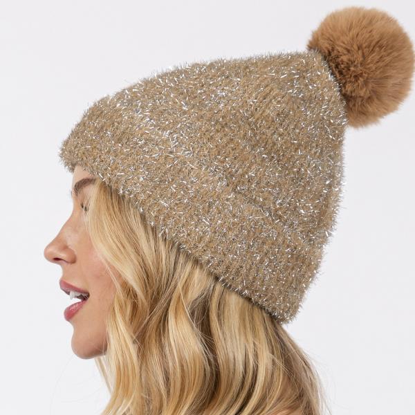 LUREX MIXED POM POM BEANIE