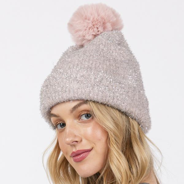 LUREX MIXED POM POM BEANIE