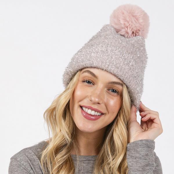 LUREX MIXED POM POM BEANIE