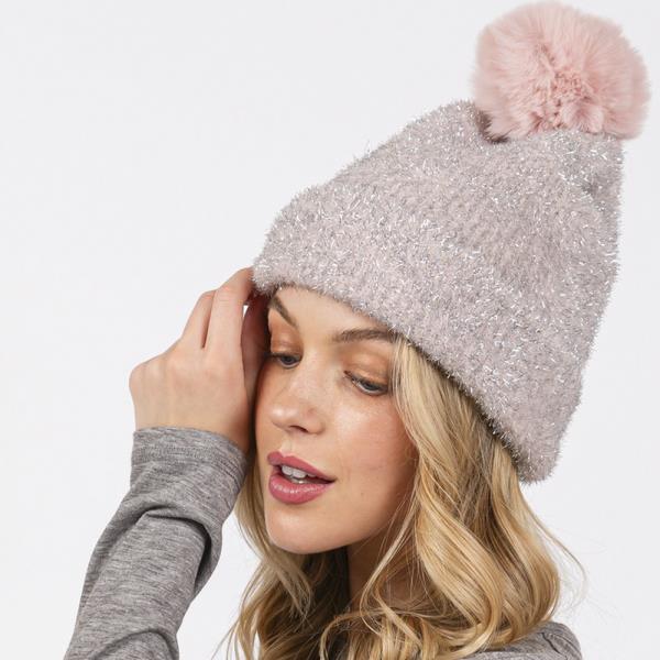 LUREX MIXED POM POM BEANIE