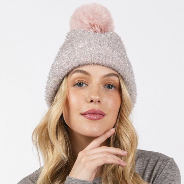 LUREX MIXED POM POM BEANIE