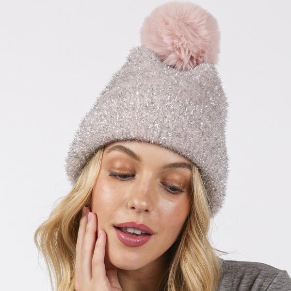 LUREX MIXED POM POM BEANIE