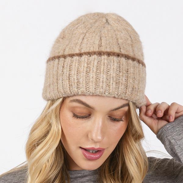 TWO TONE LINE DETAIL BEANIE