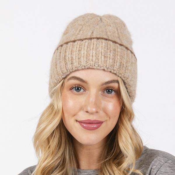 TWO TONE LINE DETAIL BEANIE