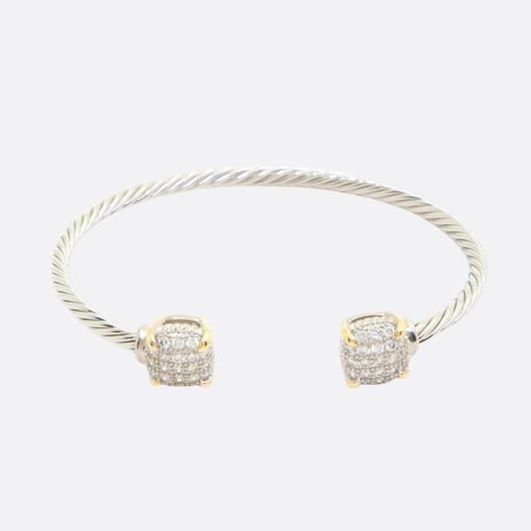 TWO TONE CZ BANGLE BRACELET