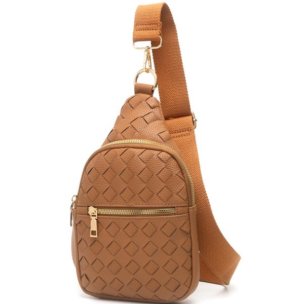 STYLISH WOVEN DESIGN ZIPPER SLING HOOK CROSSBODY BAG