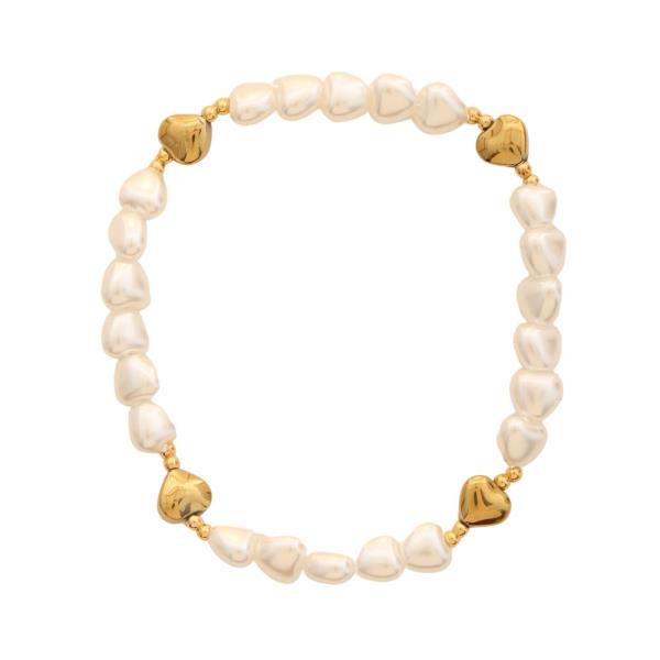 SODAJO PEARL HEAD HEART CHARM GOLD DIPPED BRACELET