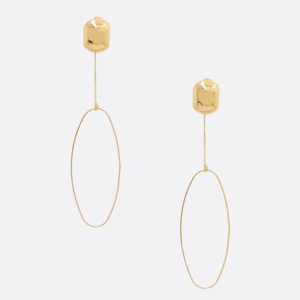 SODAJO METAL BEAD OVAL DANGLE GOLD DIPPED EARRING