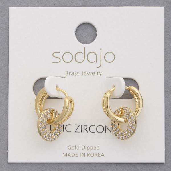 SODAJO GOLD DIPPED CZ HUGGIE EARRING