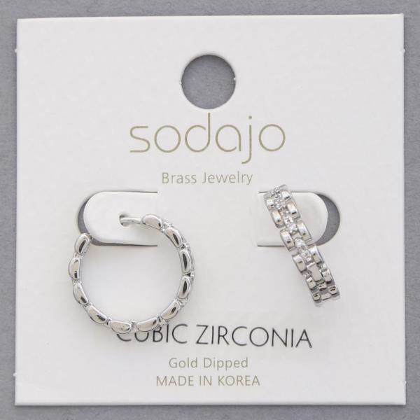 SODAJO GOLD DIPPED CZ HOOP EARRING