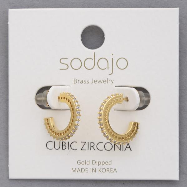 SODAJO GOLD DIPPED CZ HOOP EARRING