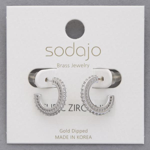 SODAJO GOLD DIPPED CZ HOOP EARRING