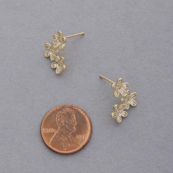 SODAJO GOLD DIPPED CZ FLOWER EARRING