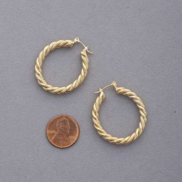 SODAJO GOLD DIPPED TWIST HOOP EARRING