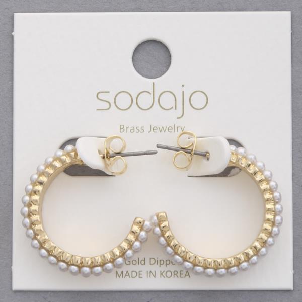 SODAJO GOLD DIPPED PEARL HOOP EARRING